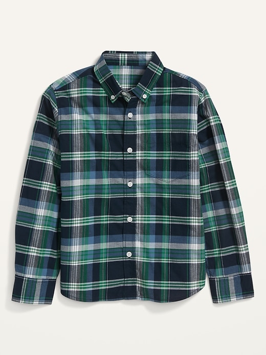 View large product image 1 of 2. Built-In Flex Plaid Poplin Shirt For Boys