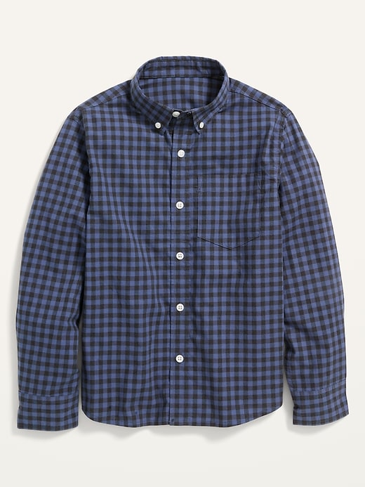 View large product image 1 of 2. Built-In Flex Long-Sleeve Gingham Pocket Shirt For Boys