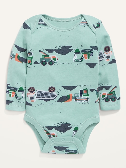 View large product image 1 of 2. Unisex Long-Sleeve Truck-Print Bodysuit for Baby