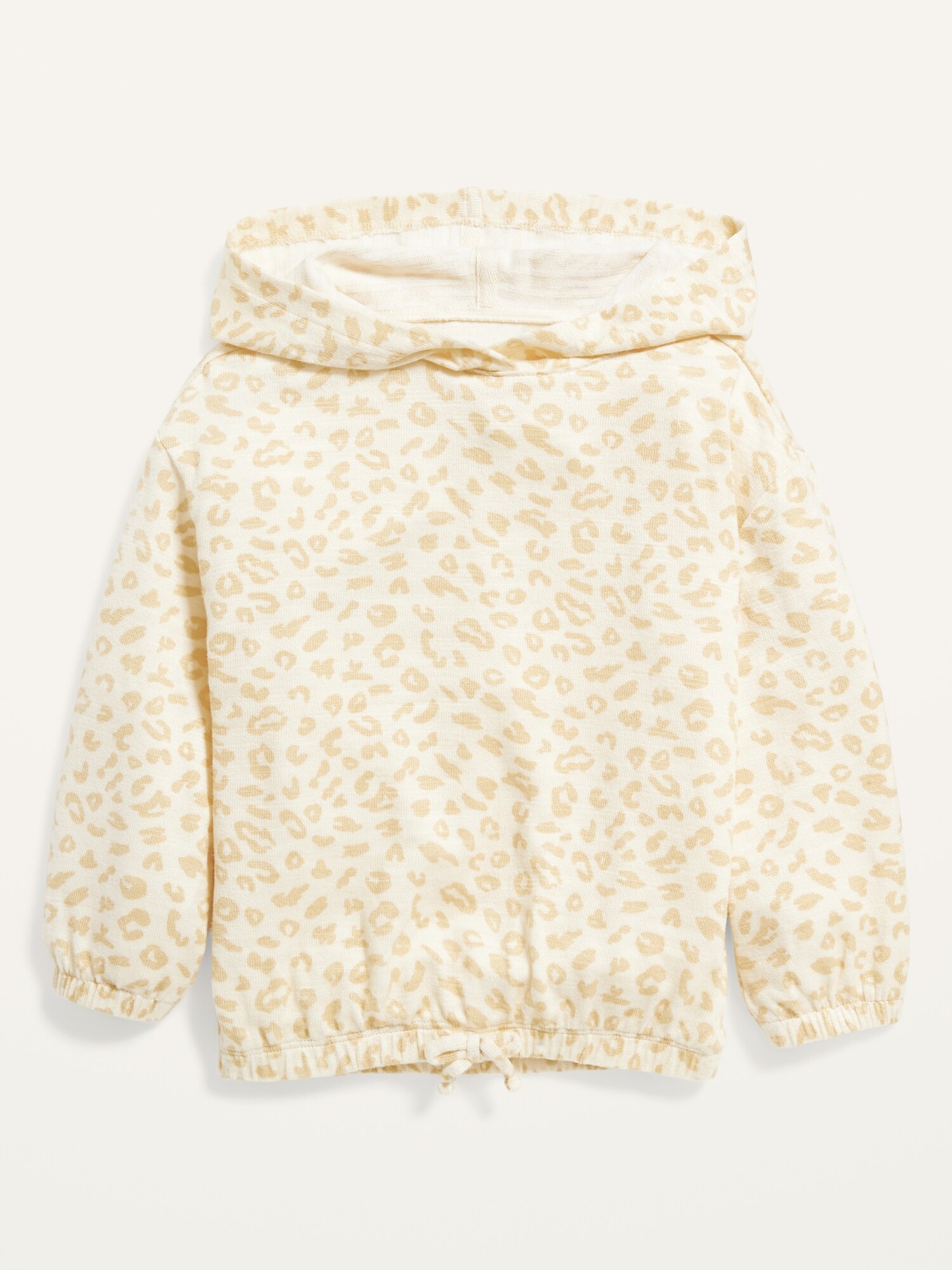 Cozy Cinched-Hem Drop-Shoulder Pullover Hoodie for Toddler Girls