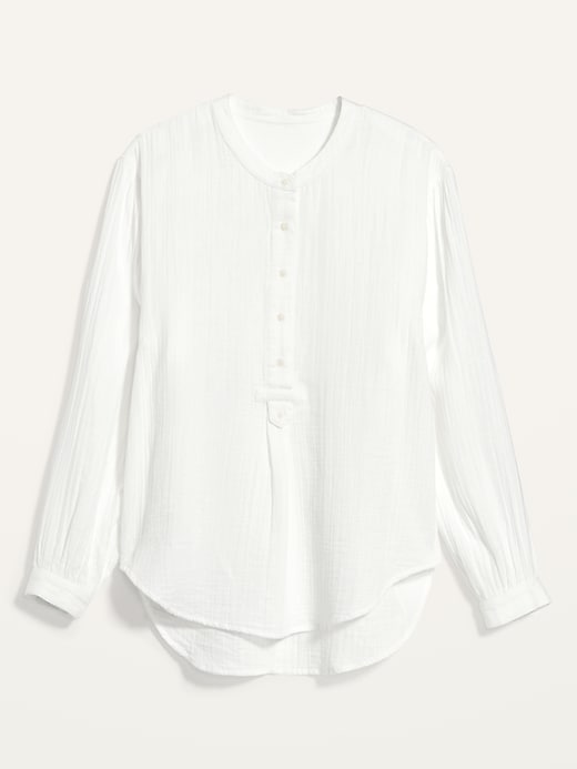 Image number 4 showing, Oversized Long-Sleeve Tunic Blouse for Women