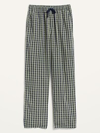 View large product image 3 of 3. Gingham-Pattern Poplin Pajama Pants