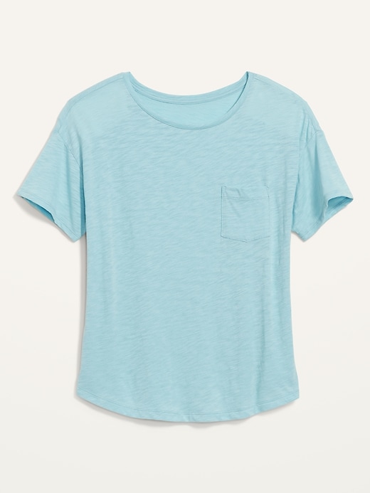 Image number 4 showing, Loose Slub-Knit Easy Pocket T-Shirt for Women