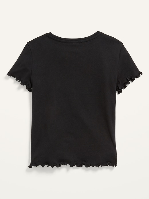 Image number 2 showing, Short-Sleeve Lettuce-Edged Graphic T-Shirt for Girls
