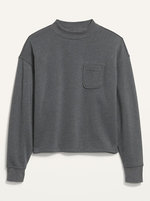 Image number 4 showing, Slouchy Mock-Neck French-Terry Sweatshirt for Women