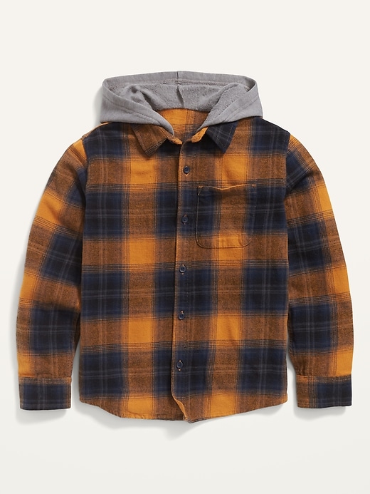 Old Navy Flannel Hoodie Pocket Shirt For Boys. 1