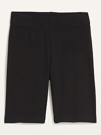 High-Waisted Rib-Knit Long Biker Shorts For Women -- 8-Inch Inseam