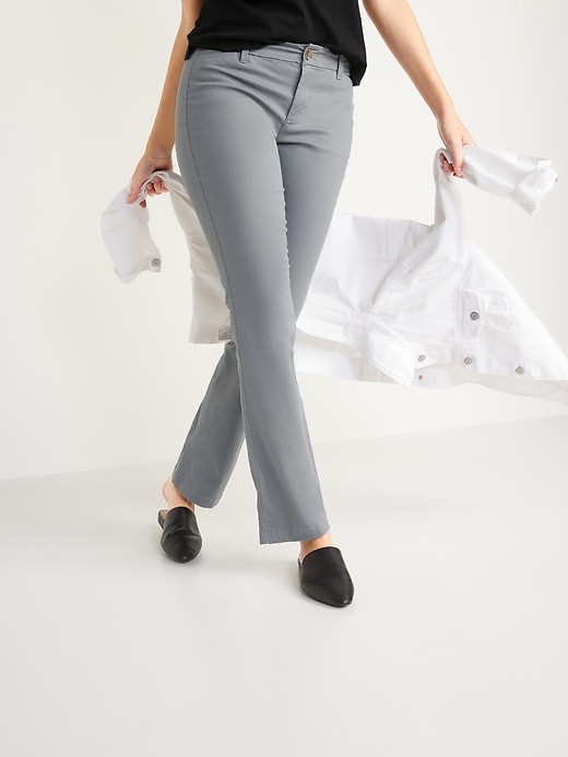 View large product image 1 of 2. Mid-Rise Boot-Cut Khakis for Women