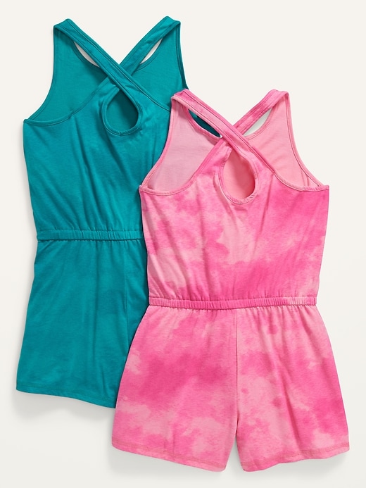 2-Pack Printed Sleeveless Soft-Knit Cross-back Romper for Girls