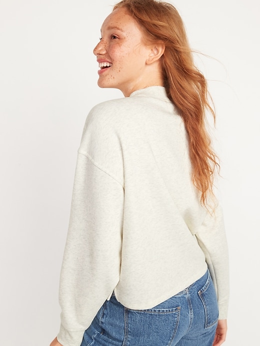Image number 6 showing, Slouchy Mock-Neck French-Terry Sweatshirt for Women