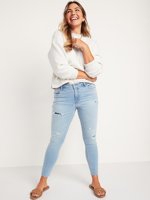 Image number 3 showing, Mid-Rise Rockstar Super Skinny Ripped Jeans for Women