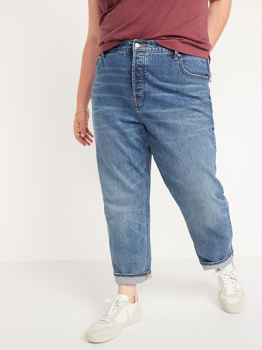 Image number 7 showing, High-Waisted Button-Fly Slouchy Straight Jeans for Women