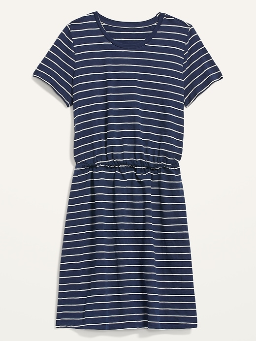 Image number 4 showing, Waist-Defined Striped Slub-Knit Mini T-Shirt Dress