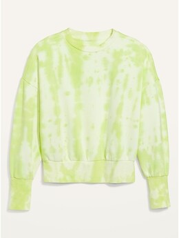 Loose Tie-Dye Cropped Crew-Neck Sweatshirt