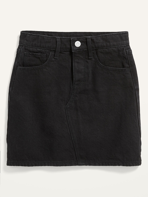 View large product image 1 of 2. High-Waisted Button-Fly Black-Wash Jean Skirt for Girls