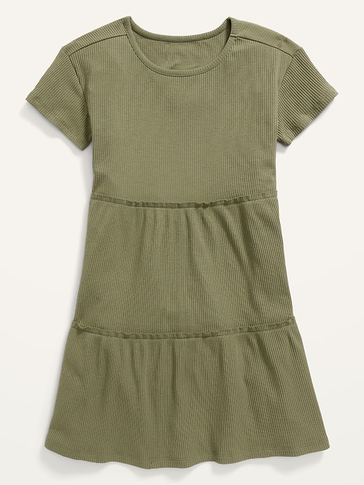 View large product image 1 of 1. Tiered Rib-Knit Short-Sleeve Dress for Girls