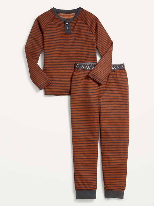Old Navy Printed Thermal-Knit Long-Sleeve Pajama Set for Boys. 1