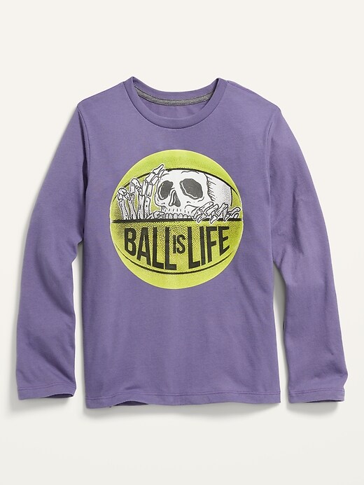 View large product image 1 of 2. Gender-Neutral Halloween Graphic Long-Sleeve T-Shirt For Kids