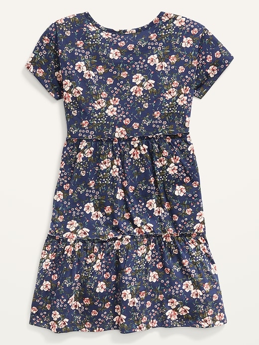 Tiered Printed Short-Sleeve Dress for Girls