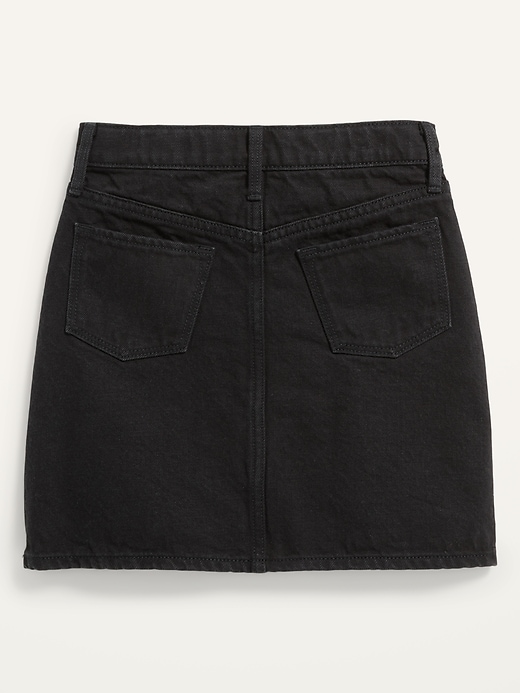 View large product image 2 of 2. High-Waisted Button-Fly Black-Wash Jean Skirt for Girls