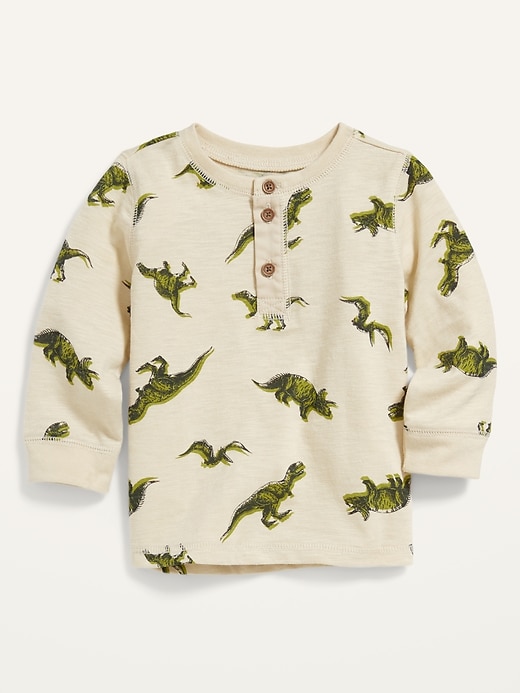 View large product image 1 of 2. Dinosaur-Print Long-Sleeve Henley T-Shirt for Baby