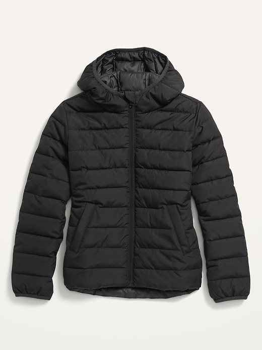 View large product image 1 of 1. Water-Resistant Narrow-Channel Hooded Puffer Jacket for Girls