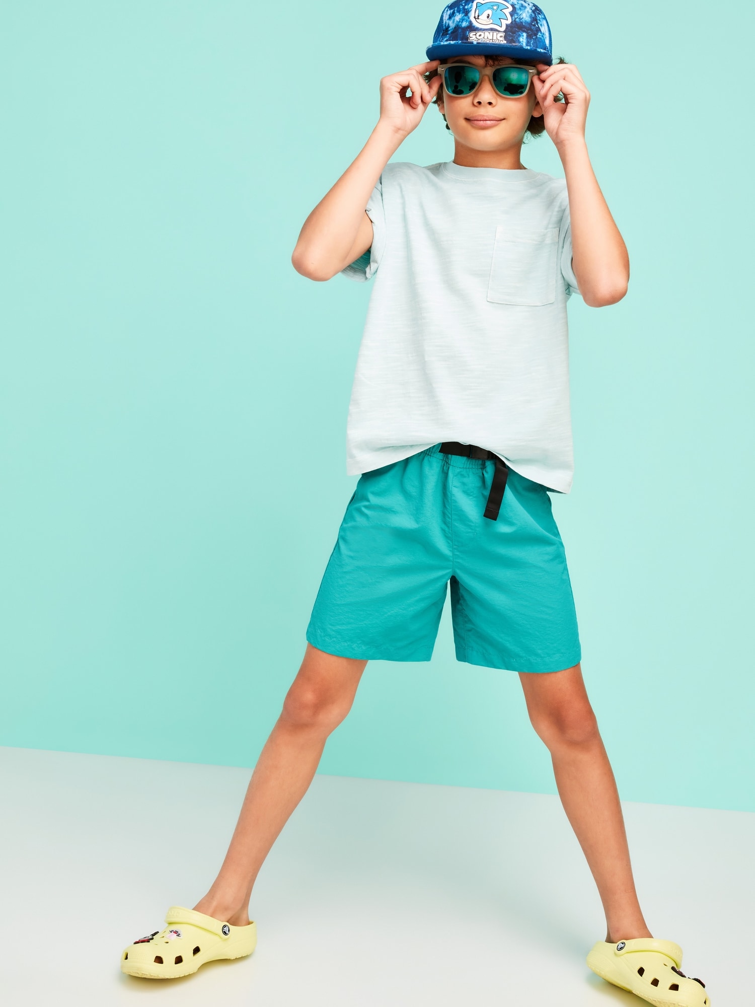 Dry-Quick Belted Tech Shorts for Boys