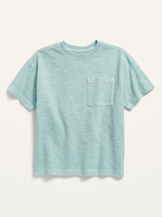 View large product image 2 of 2. Gender-Neutral Short-Sleeve Slub-Knit Loose-Fit Pocket T-Shirt For Kids