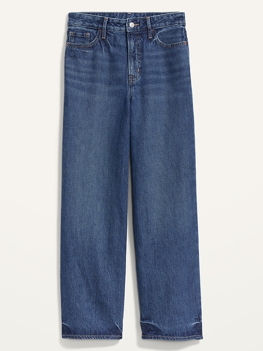 Image number 4 showing, Extra High-Waisted Medium-Wash Cropped Wide-Leg Jeans for Women