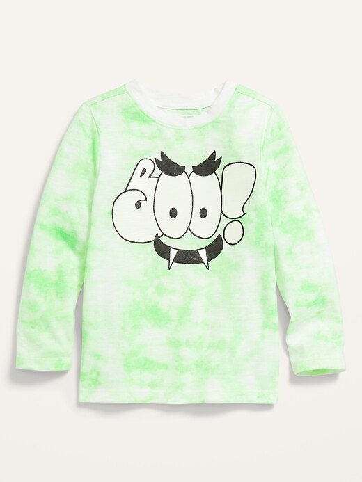 View large product image 1 of 3. Unisex Glow-in-the-Dark Graphic Long-Sleeve Tie-Dye T-Shirt for Toddler