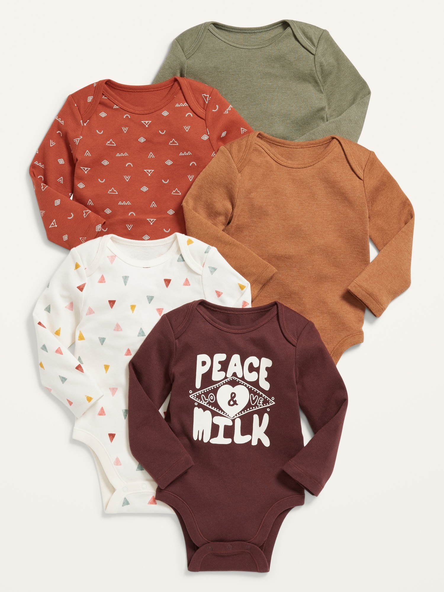 Unisex 5Pack LongSleeve Bodysuit for Baby Old Navy