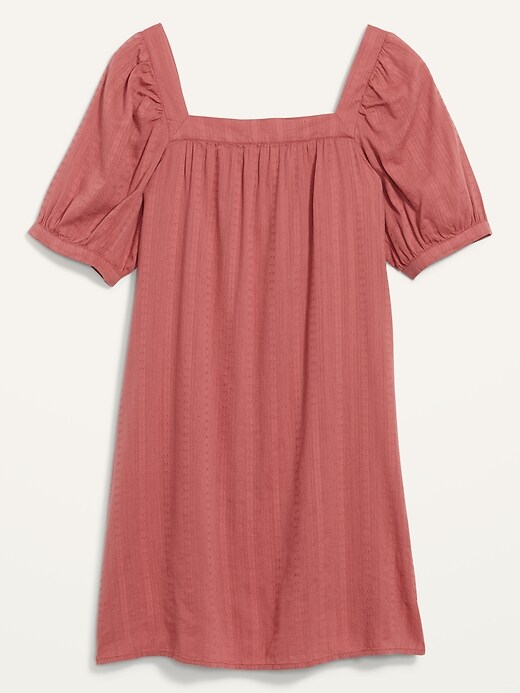 puff sleeve dobby cotton mini dress Women's Cotton Dobby Mini Dress