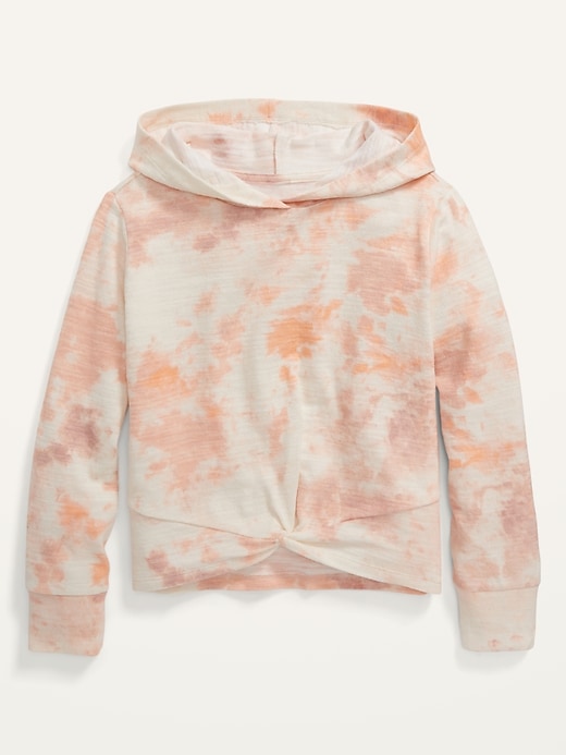 View large product image 2 of 2. Cozy-Knit Tie-Dye Twist-Hem Pullover Hoodie for Girls