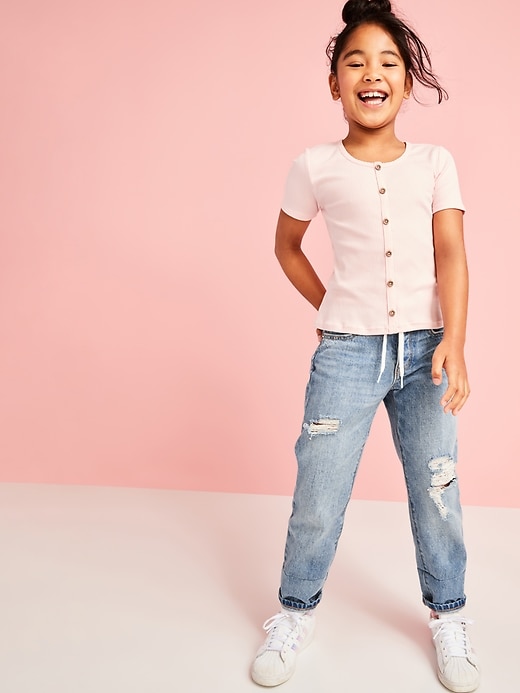 View large product image 1 of 3. High-Waisted O.G. Straight Built-In Tough Button-Fly Non-Stretch Jeans for Girls