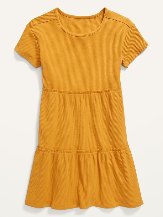 View large product image 2 of 2. Tiered Rib-Knit Short-Sleeve Dress for Girls