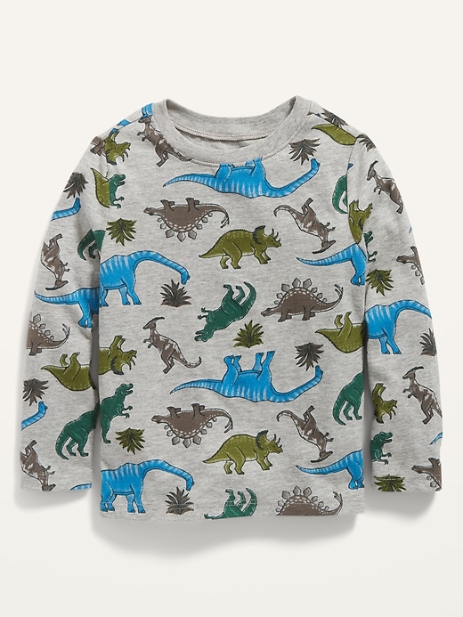 View large product image 1 of 2. Unisex Dinosaur-Print Long-Sleeve T-Shirt for Toddler