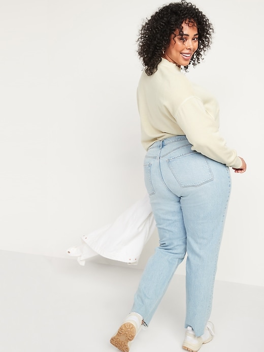 Image number 8 showing, High-Waisted Slouchy Straight Button-Fly Cut-Off Jeans