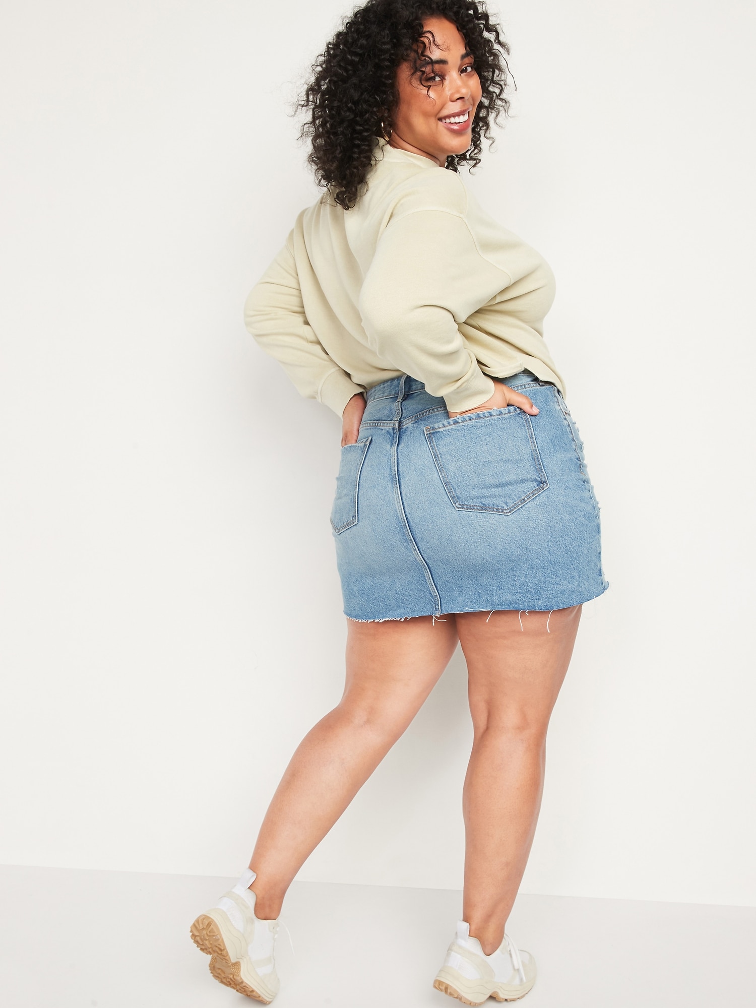 High-Waisted Button-Fly Cut-Off Jean Skirt for Women | Old Navy