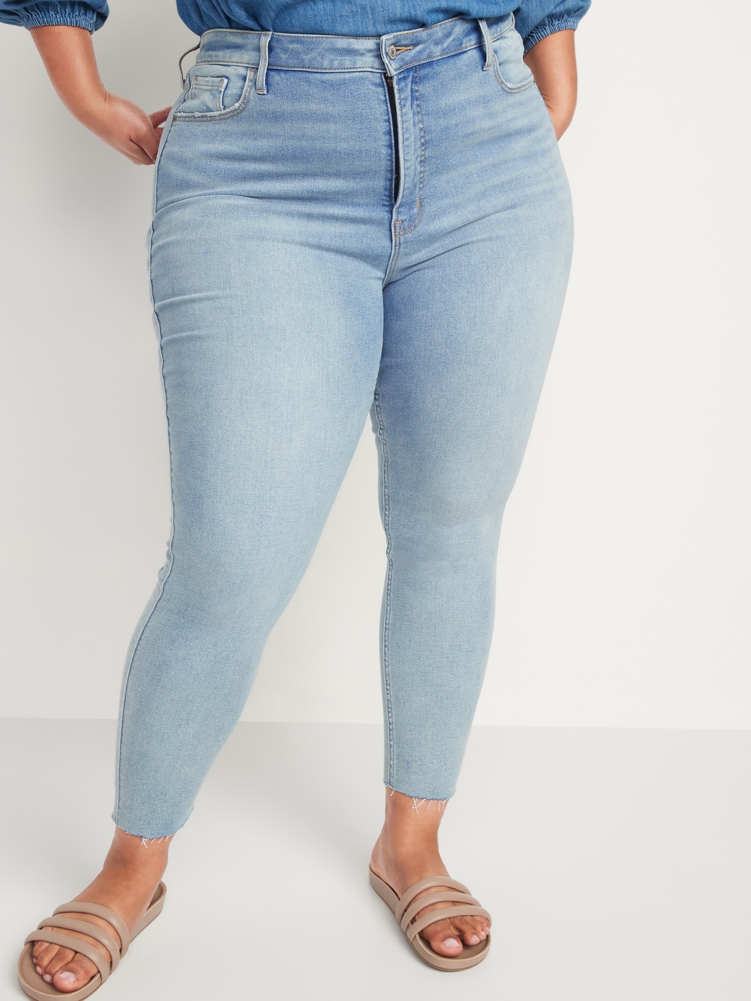 Extra High-Waisted Rockstar 360° Stretch Super Skinny Cut-Off Jeans for  Women | Old Navy