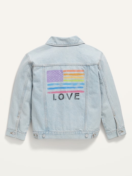 View large product image 1 of 2. Gender-Neutral Oversized Non-Stretch Jean Trucker Jacket for Kids