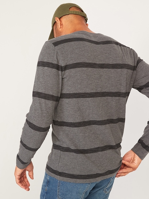 Soft-Washed Striped Long-Sleeve Henley T-Shirt for Men