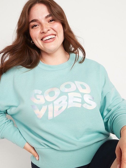 Loose Crew-Neck Cropped Sweatshirt for Women | Old Navy