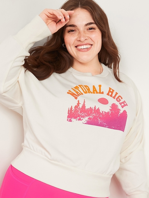 Image number 7 showing, Loose Crew-Neck Cropped Sweatshirt for Women