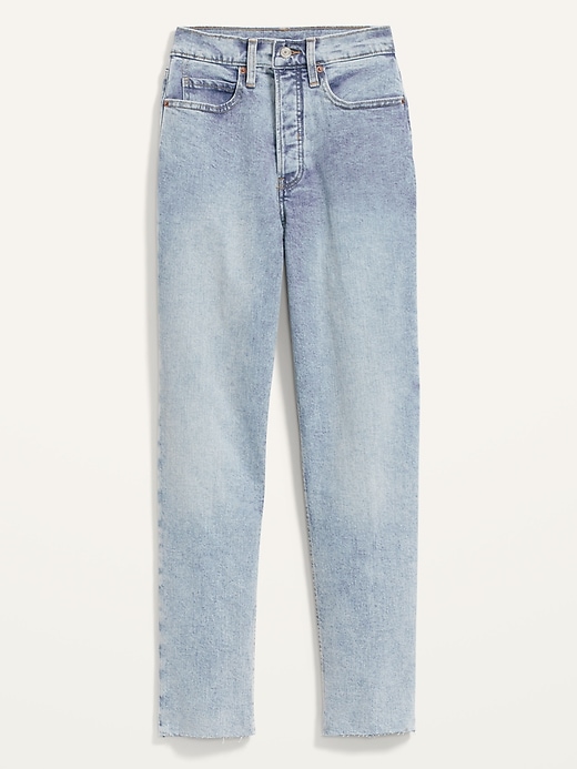 Image number 4 showing, Extra High-Waisted Button-Fly Sky-Hi Straight Raw-Hem Jeans for Women