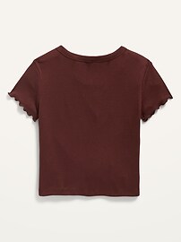 UltraLite Go-Dry Rib-Knit Short-Sleeve Lettuce-Edged T-Shirt for Girls