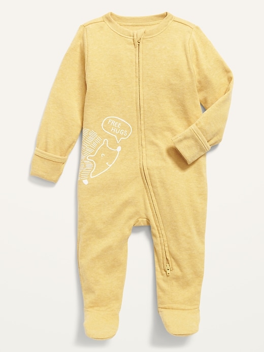 View large product image 1 of 2. Unisex Sleep & Play Fold-Over Mitten Footed One-Piece for Baby