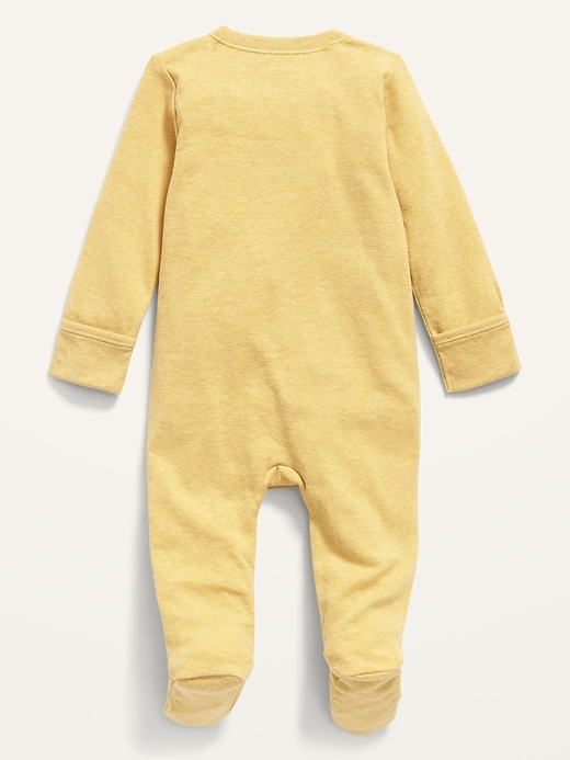 View large product image 2 of 2. Unisex Sleep & Play Fold-Over Mitten Footed One-Piece for Baby