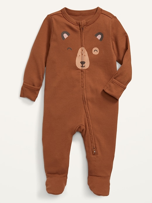 View large product image 1 of 2. Unisex Bear-Graphic Footed One-Piece for Baby