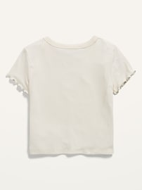 View large product image 3 of 3. UltraLite  Rib-Knit Short-Sleeve Lettuce-Edge T-Shirt for Girls