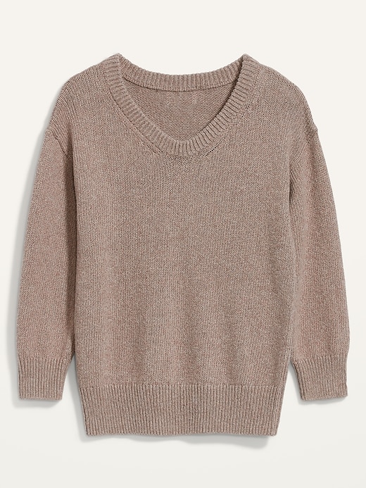 Image number 4 showing, Oversized Voop-Neck Cotton Tunic Sweater